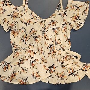 Sienna Sky Cream and Orange Floral Blouse